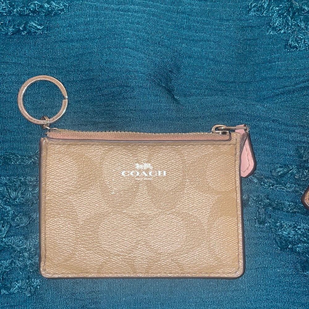 Coach pink wallet with key chain